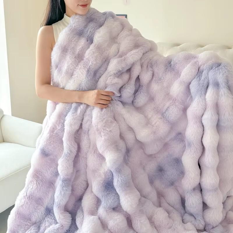 1pc Plaid Flannel Blanket Sheet Warm Soft Cozy Throw Blanket Sofa Bed Room Office Nap Blanket Autumn Winter Fluffy Bubble Fleece Blanket Sheet