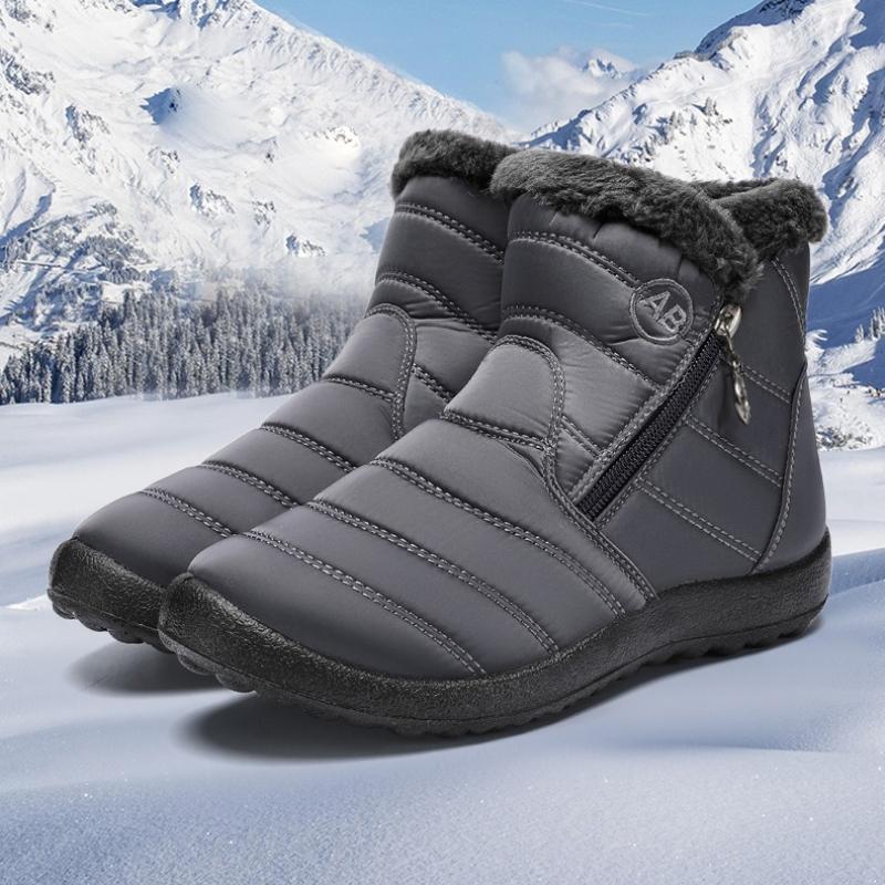Women's Plus Size Winter Warm Fur-Lined Waterproof Snow Boots with Fleece Lining, Ankle Boots, Slip-Resistant Hiking Boots, Cotton Boots