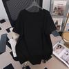 Plus Size Mid-Length Loose Short-Sleeve Round Neck T-Shirt for Women (Sizes 200/300/350 Jin)
