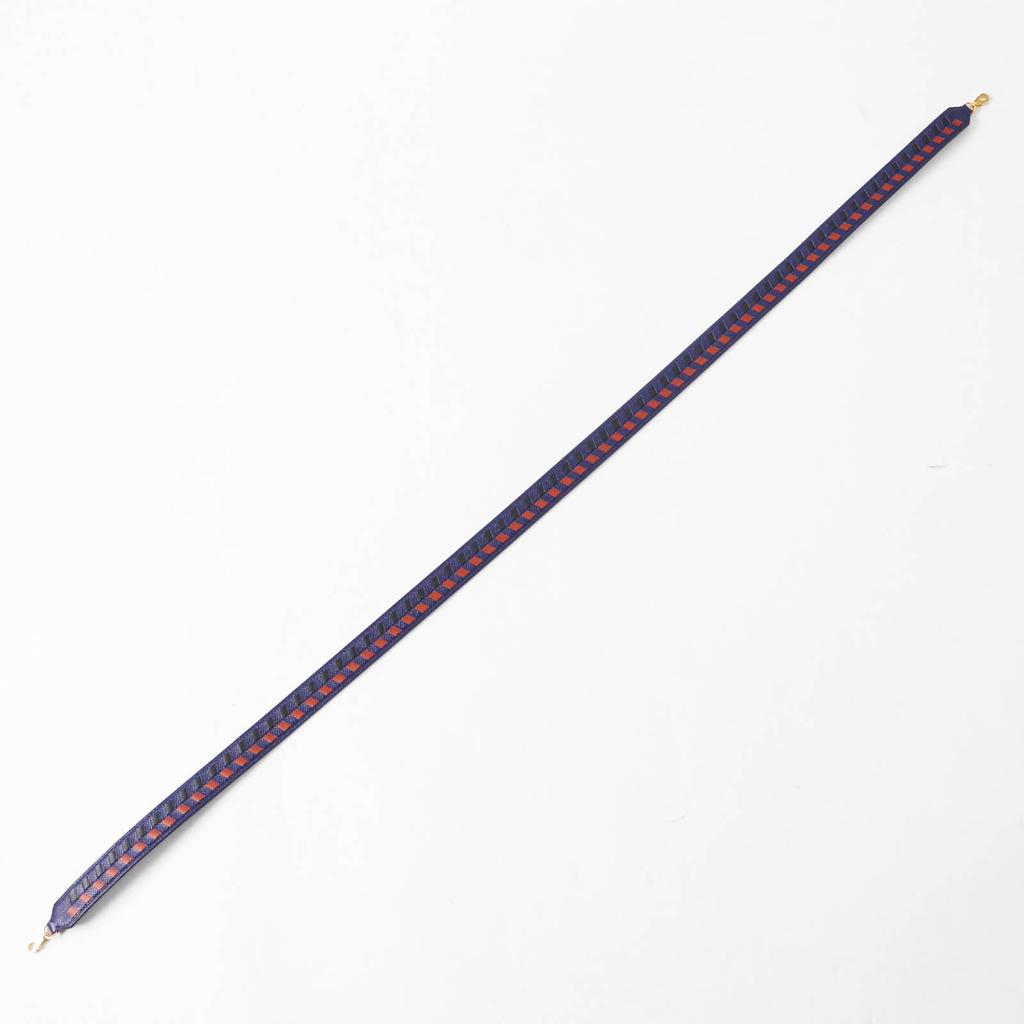 Toller HERMES Schulterriemen Bandouliere Tresage de Cuir Blau Schwarzbraun Leder Gebraucht