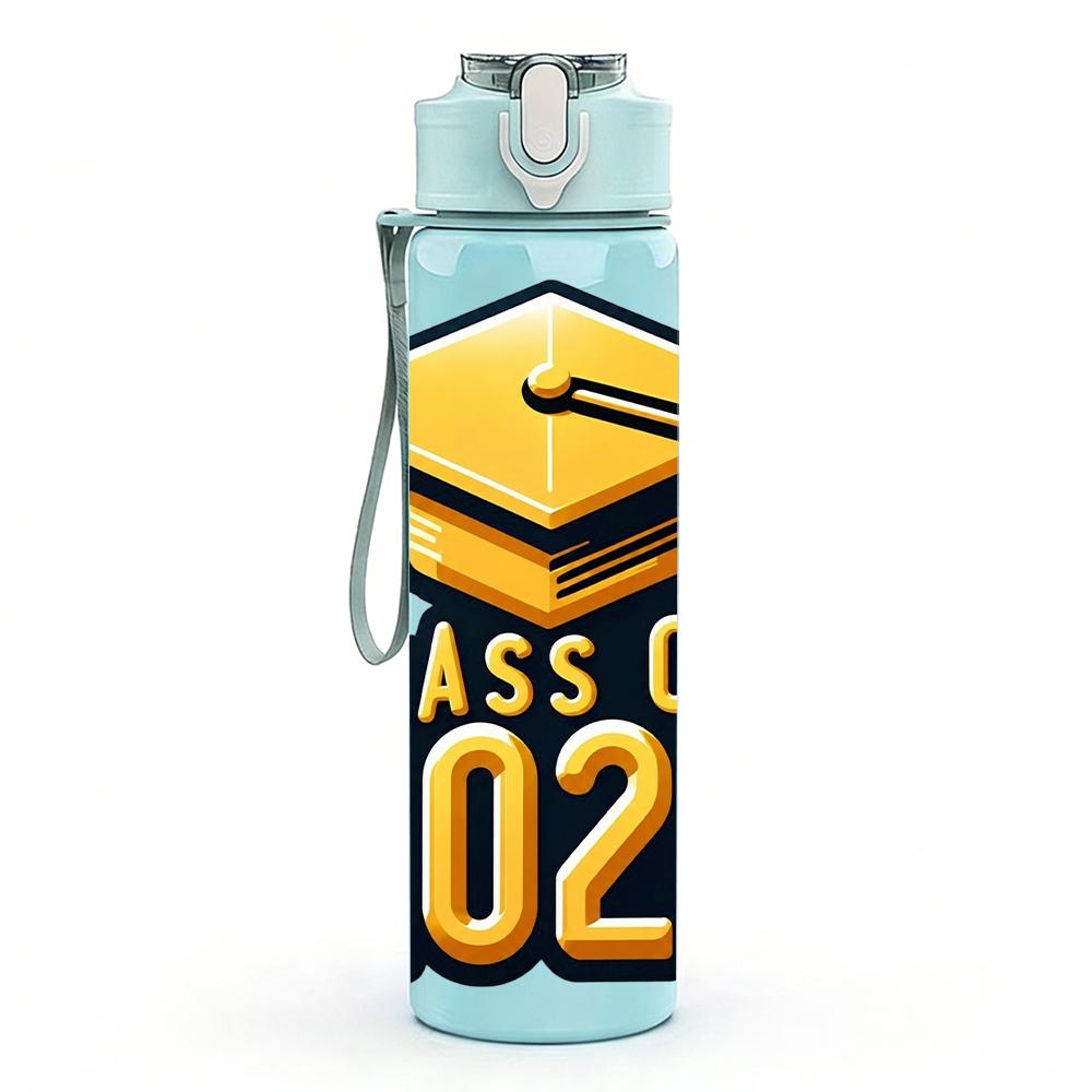 1PC Class Of 2026 Graduation Cap 750ml Color Plastic Water Bottle Leakproof Flip Straw Lid For Sports Office Home Use