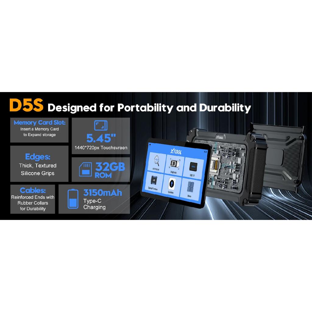 XTOOL D5S Car Diagnostic Tool Automatic OBD2 Scanner 16 Reset Functions with CANFD FCA Protocol Lifetime Free Update