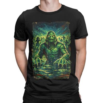 The cCreature Strikes Retro Art Funny 100% Cotton T-Shirt cCreature from the Black Lagoon Tops