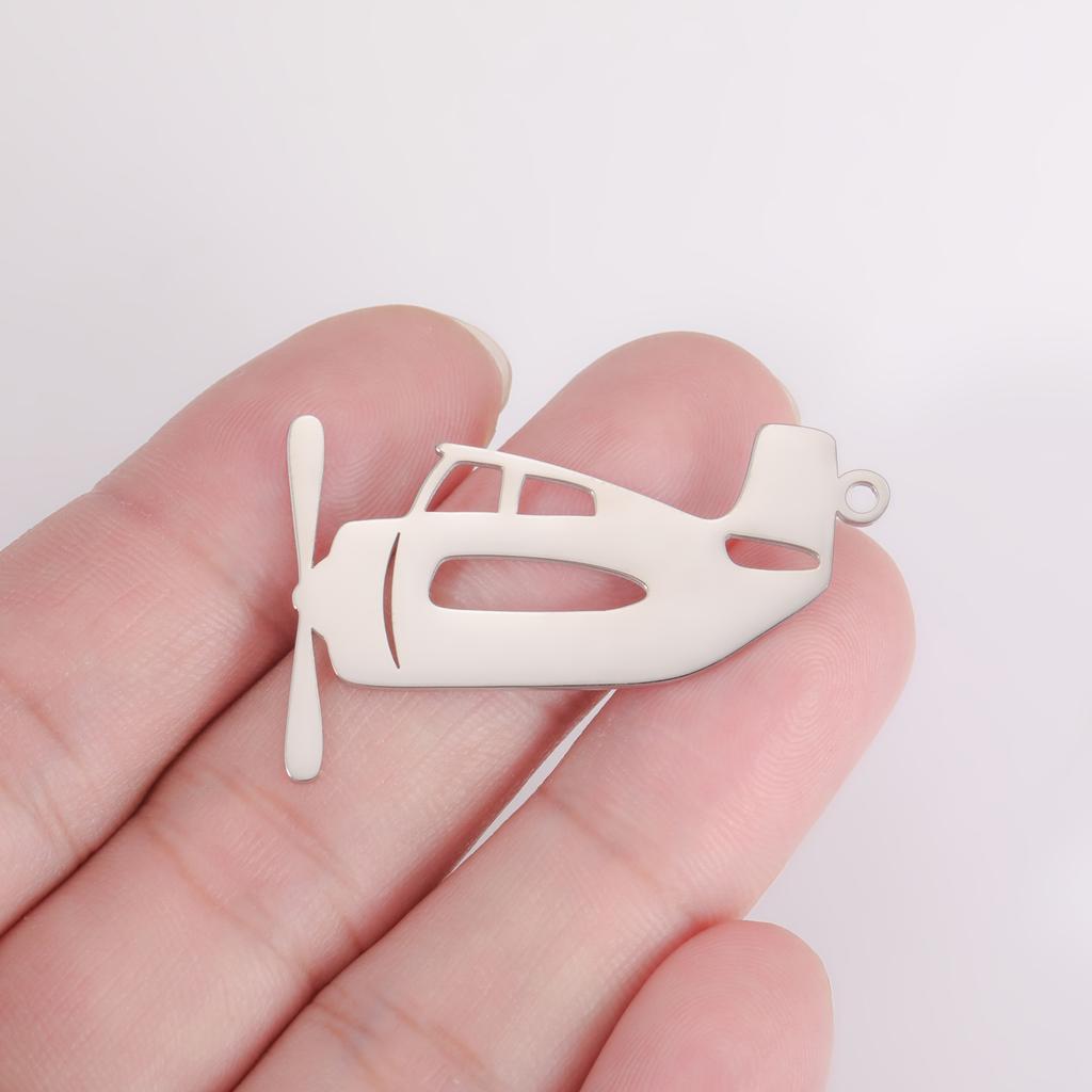 Teamer Cute Helicopter Charm Stainless Steel Airplane Motorbike Vehicle Pendant for Jewelry Making Creative DIY Wholesale