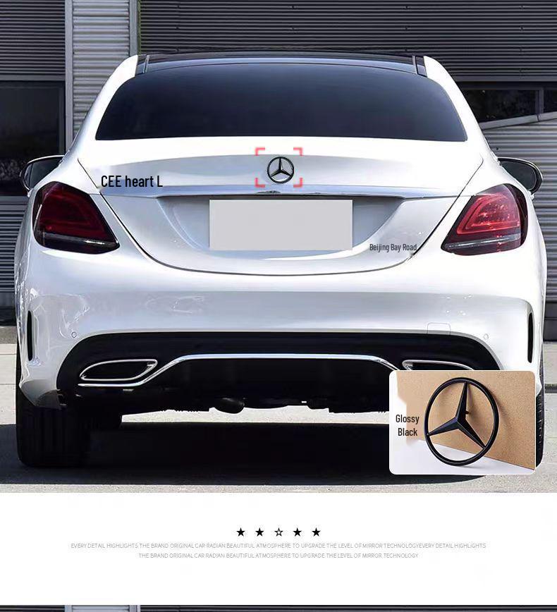 Emblemă spate Mercedes-Benz pentru Clasa A, Clasa C, Clasa E, Clasa S, C200, E300L și GLC260L - Stea cu trei colțuri.