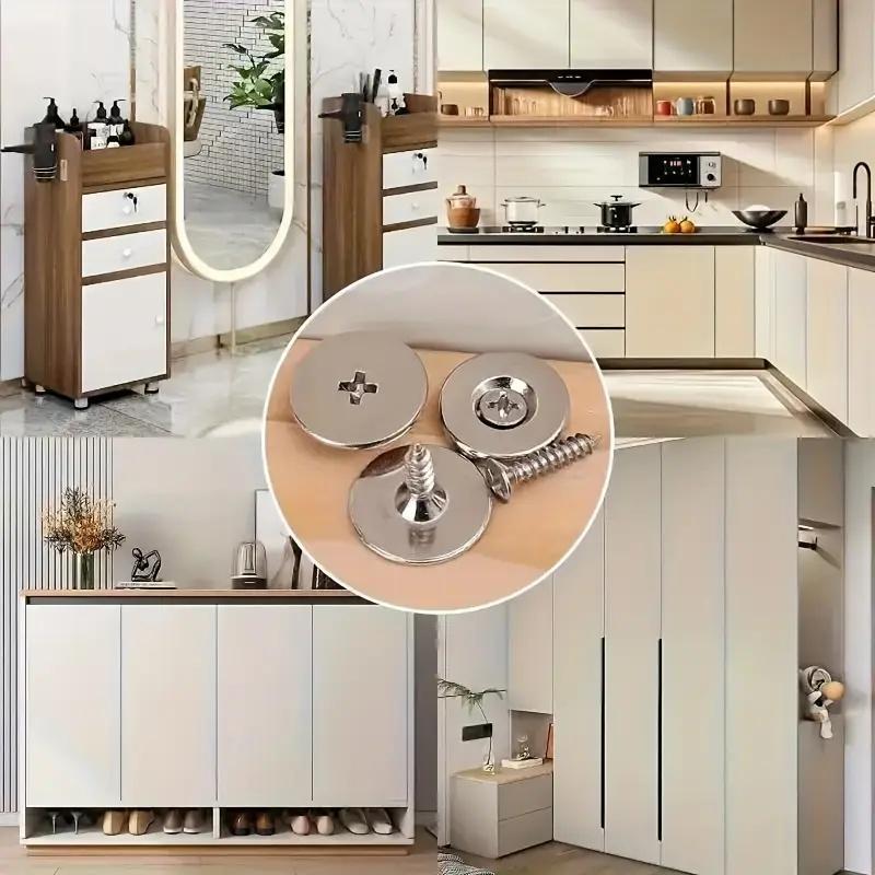 Skåpdörrmagnetfästen Runda Metallmagnetiska för Garderob Dolda Stängande Magnetiska Dörrfångare Stängare för Möbelbeslag