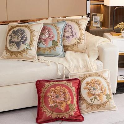 48x48cm European Style Embroidered Flowers Decorative Cushion Cover Pillowcase Home Sofa Car Throw Pillow Case Cojines