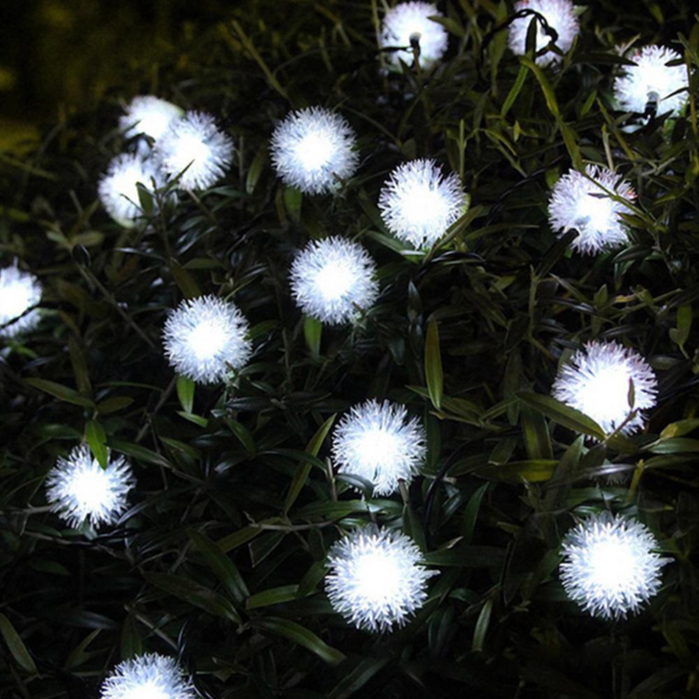 Christmas Solar String Lamp 20LED Fur Ball Style Light String Garden Yard Decoration Color Lights