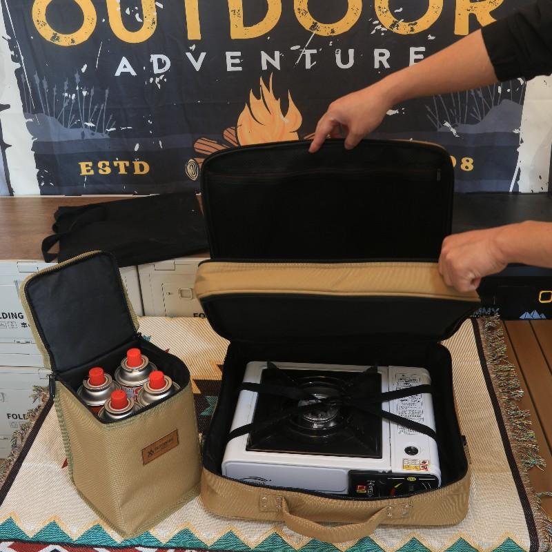 Outdoor Camping Storage Bag Double Layers Multipurpose Cassette Furnace Gas Cylinders Organizer Bags Picnic Camp