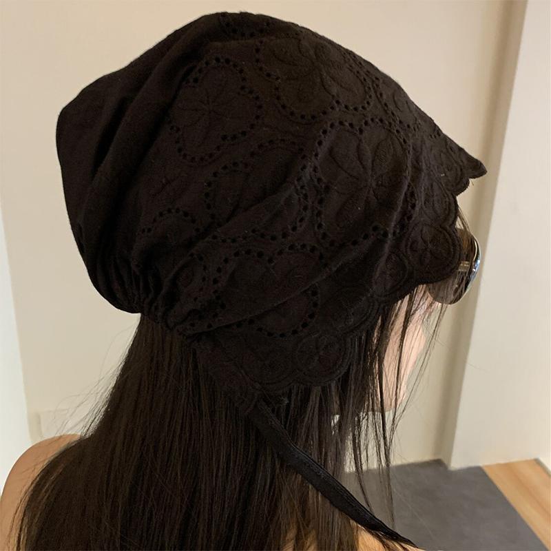 Korean Versatile Lazy Style Flower Strap Headband Hat Lightweight Breathable Palace Style Retro Solid Colorf Hat Spring Summer