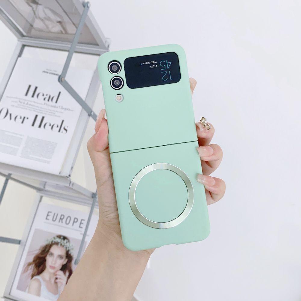 Bezprzewodowe Ładowanie Magnetyczne Etui Na Samsunga Galaxy Z Flip 4 Etui Ultra-Cienkie Przyjazne Dla Skóry Twarde Magsafe Etui Na Samsunga Zflip3