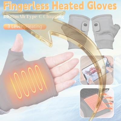 Wiederaufladbare USB Fingerlose Heizhandschuhe 3 Heizstufen Elektrische Handwärmer Thermohandschuhe für Sport Skifahren