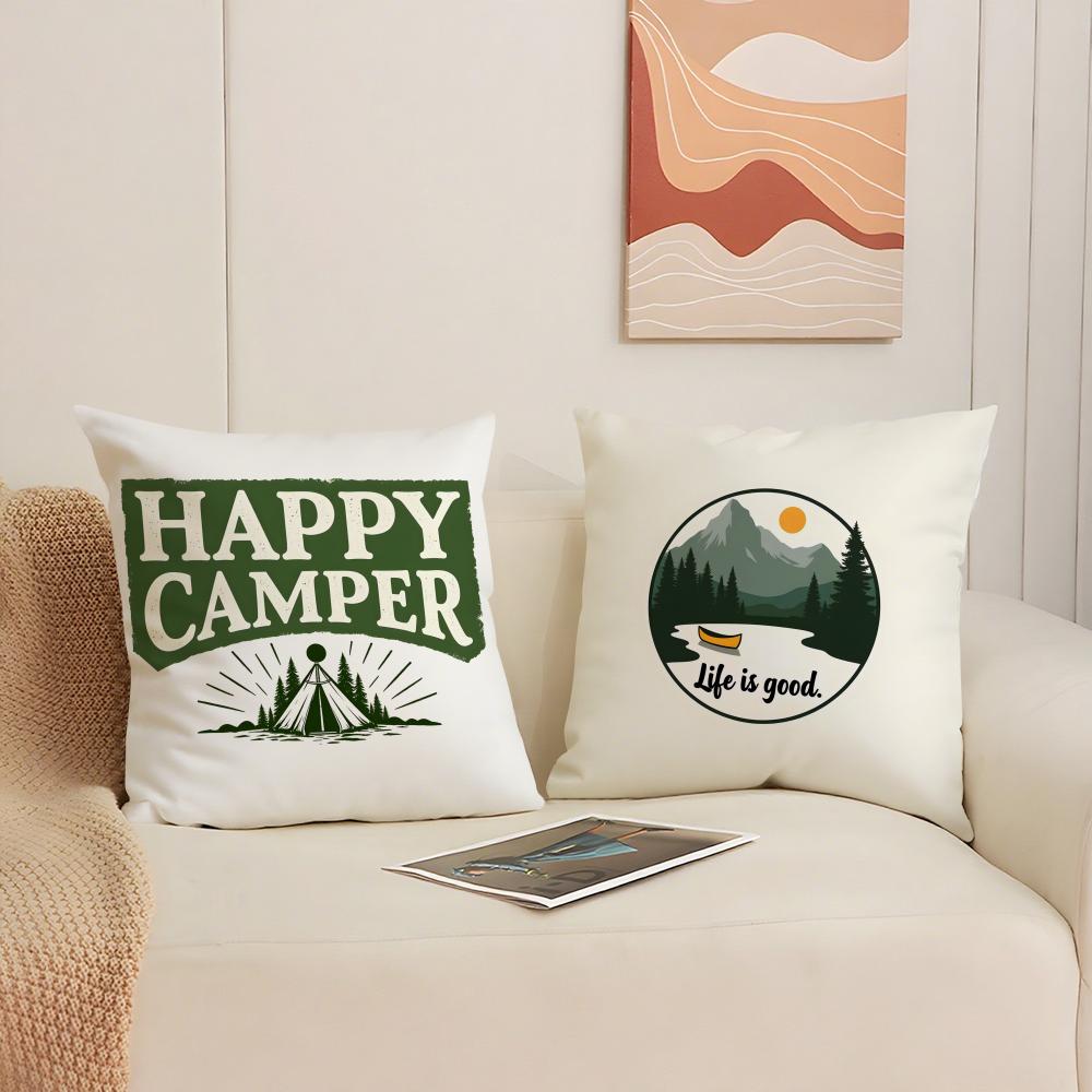 Retro American Style Letter Printing Cushion Cover Silky Elegant Comfort Sofa Bed Invisible Zipper Beach Pillowcase