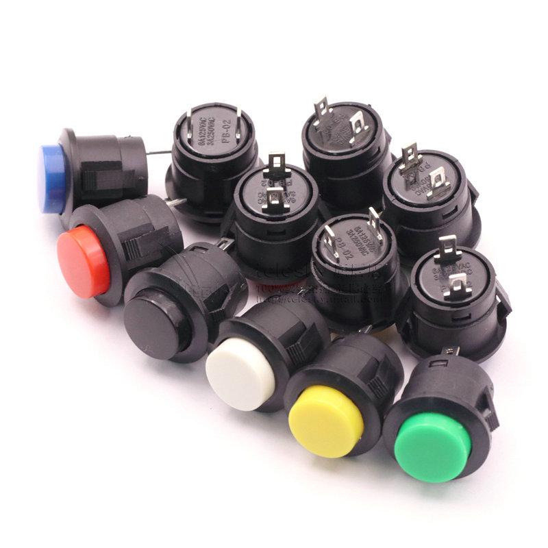 16MM Round Push Button Switch R13-507, Self-Reset, Momentary, Black/White/Red