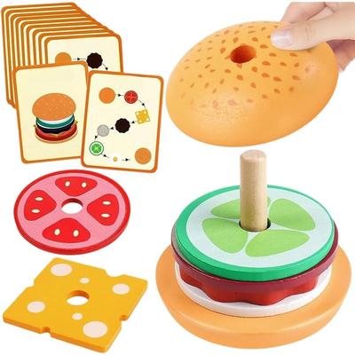 DIY Pretend Play Toys Simulation Hamburger Shape Color Pairing Puzzle Kitchen Food Play House Early Education Toys For Children