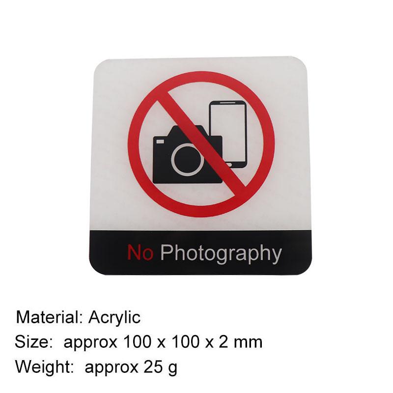 

NO PHOTOS No Photography Signs Sticker Public Place Acrylic Wall Stickers Prohibition Badge Notice Store inside Warning Plaque black