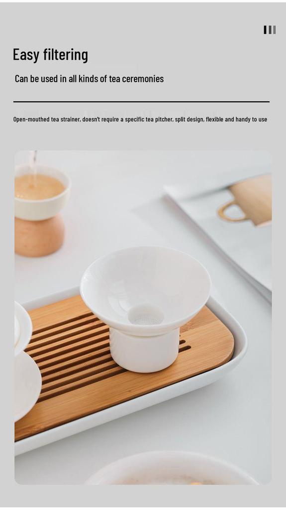 Premium White Porcelain Tea Infuser Set with Ceramic Strainer for Tea Brewing