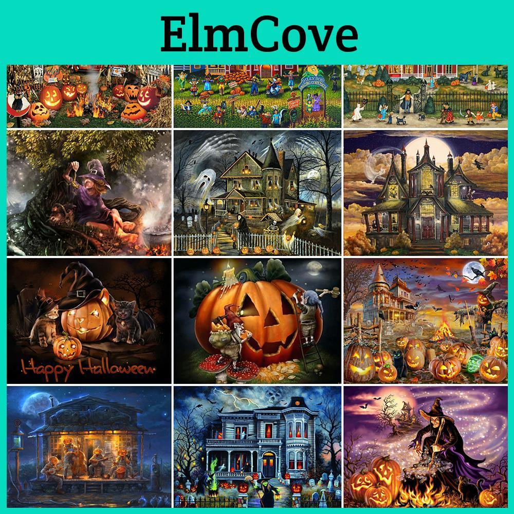 Halloween Painting Square Full Diamond Drill Cartoon Embroidery Cross Stitch Kit Pumpkin Rhinestone Picture Home Decor