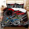 Dirt Bike Bedding Sets Motocross Racer Duvet Cover Set 3 Piece Boys Comforter Cover Set,Kids Extreme Sports Style Bedding Set