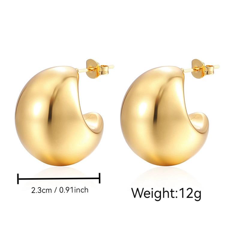 Stainless Steel Chunky Hoop Earrings for Women Teen 18K Gold Plated Hypoallergenic Thick Huggie Hoop Jewelry for Christmas Gifts