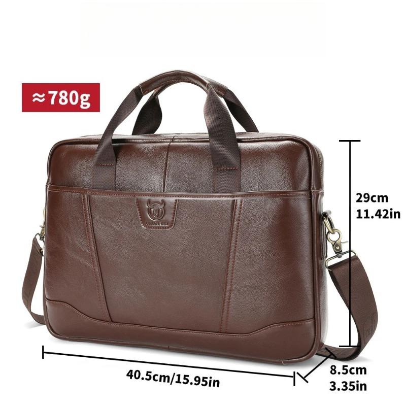 New Vintage Genuine Leather Briefcase 15.6" Laptop Bag Men's Large Capacity Business Crossbody Shoulder Handbag for Daily Use
