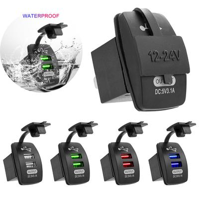3.1A Universal Car Charger Waterproof Dual Port Auto Adapter Outlet DC 12V 24V Mobile Phone Charger