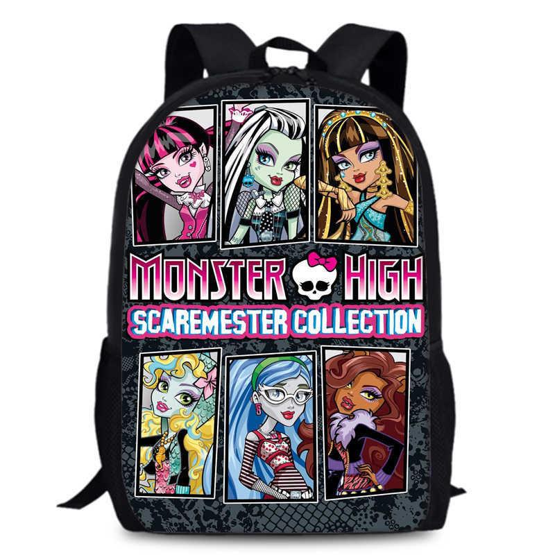 Monster High Unisex 15in Backpack Ergonomic Support Oxford Fabric Schoolbag