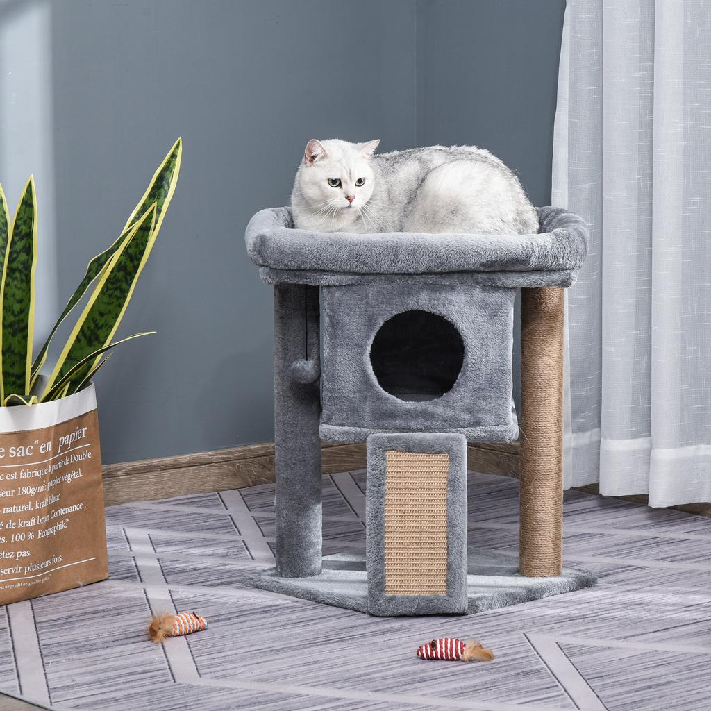 Cat Tree Tower For Indoor Cats Cat Scratching Post Climbing Activity Centre W Jute Scratching Pad Toy Ball Cat House Grey