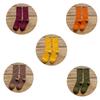 5 Pairs Solid Ribbed Crew Socks Women Mixed Color 4 Seasons Fit Loose Socks Set Daily Basic Sox
