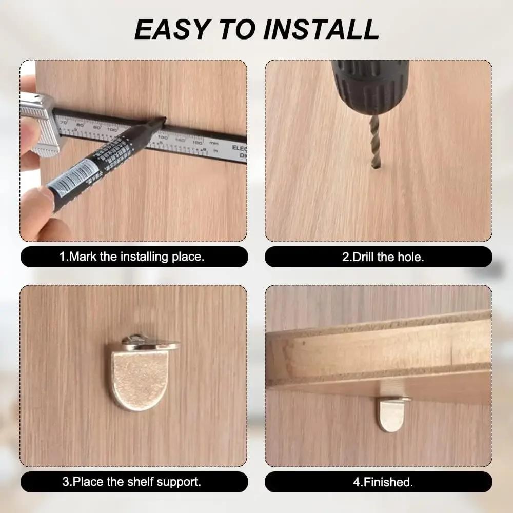 50/10 STÜCKE Regalstützstifte L-förmige Kleiderschrankregal Befestigungswinkel Bücherregal Holz Glas Einlegeboden Möbelwinkelhalter