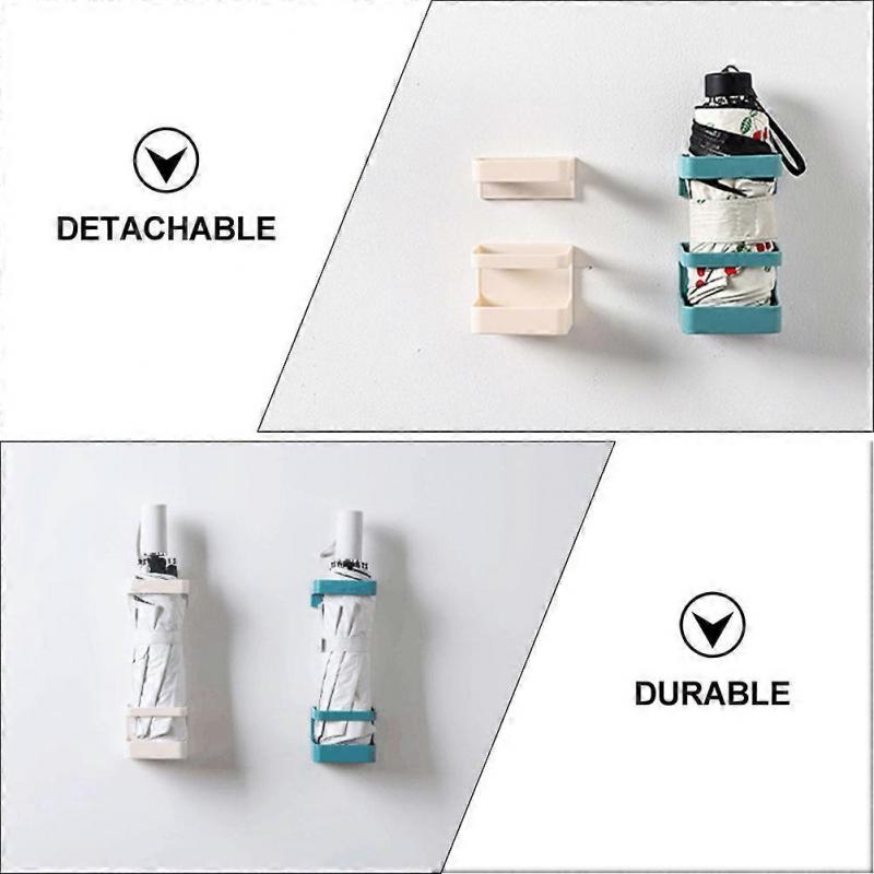 Multifunctional Storage Rack Umbrella Stand Wall-Mounted Shelf Beige 7.1x6.5cm Water Drainage Detachable Design 2Pcs