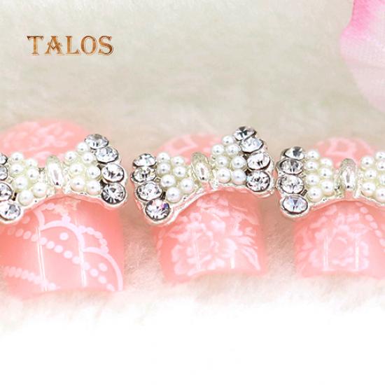 10Pcs 3D Shape Glitters Rhinestone Alloy Bowknot DIY Decal Nail Art Tips Stickers