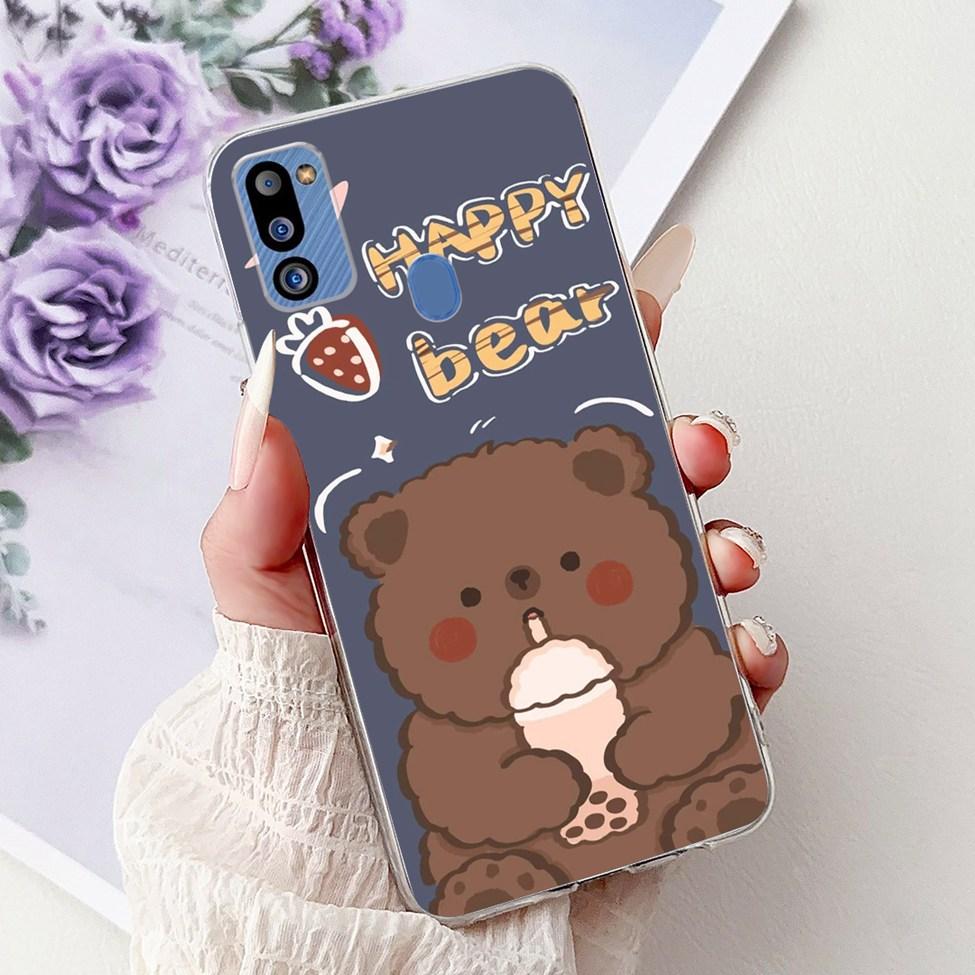 For Samsung M21 2021 Case Clear Fashion Cute Cat Cool Luxury Painted Soft Funda For Samsung Galaxy M21 2021 Back Cover SM-M215G