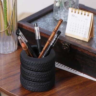 Stationery Storage Tire Shaped Pen Holder Black Stack Box Pencil Holder  Plant Pot