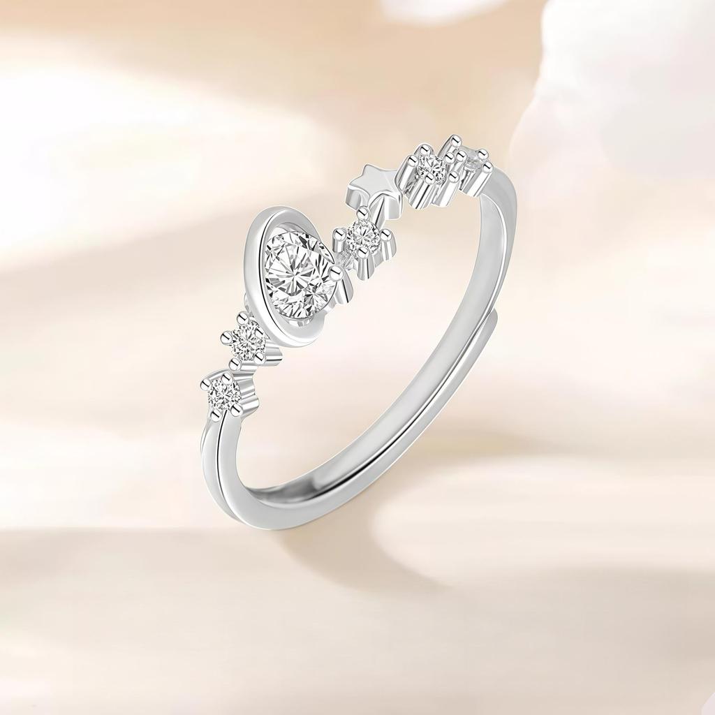 Love Frequency Pure Silver Couple Rings - Sterling Silver Planet Design