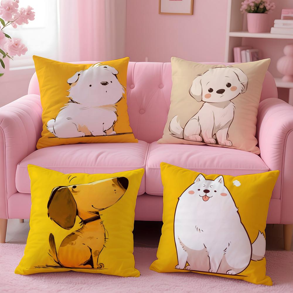 Fluffy Cute Art Adorable Puppy Cushion Cover Pillow Case Soft Skin Friendly Fabric Concealed Zipper