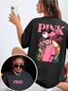 T-shirt Noir Oversize Imprimé Panthère Rose