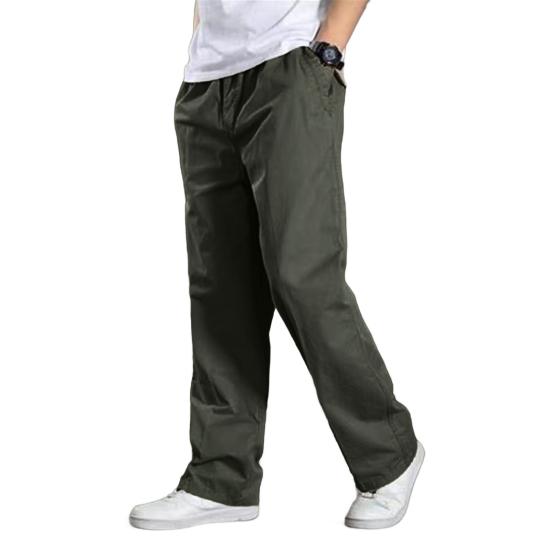 Men Work Pants with Pockets Wide Leg Loose Cargo Pants Solid Color Cotton Thin
