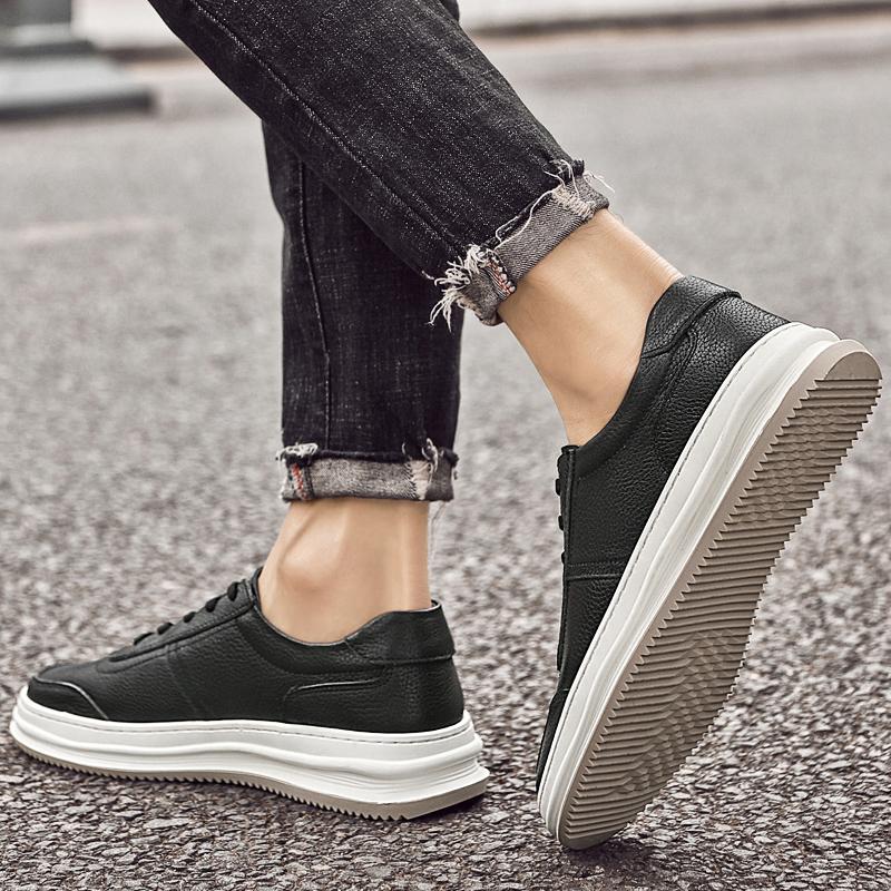 Fashion Vintage Men Casual Footwear New Genuine Leather Shoes Men Handmade Lace-Up Skate Shoes Men Fashion Flat Minimalist Walking Shoes