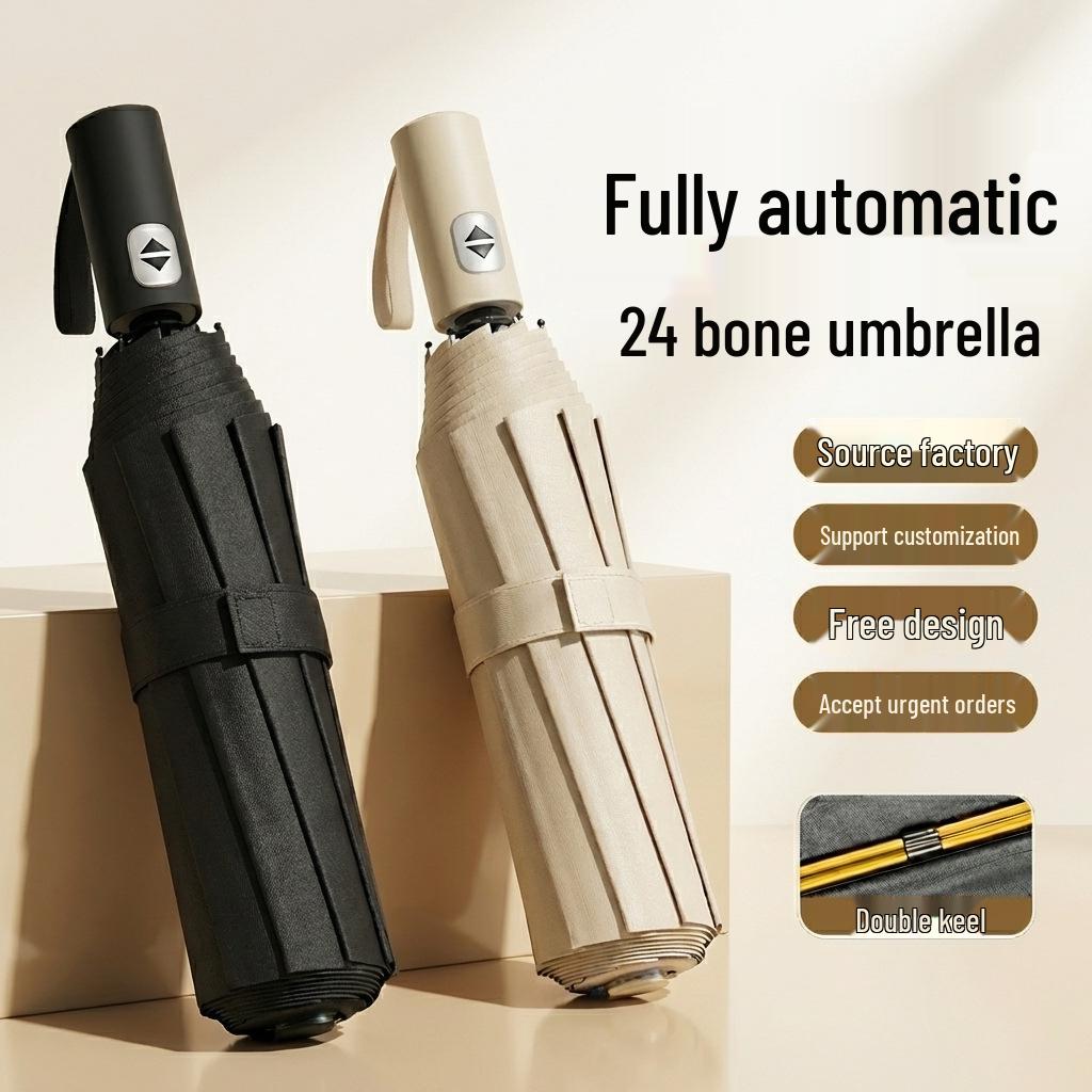 24-Rib Windproof Sun Protection Umbrella for Rain or Shine, Customizable Advertising Umbrella