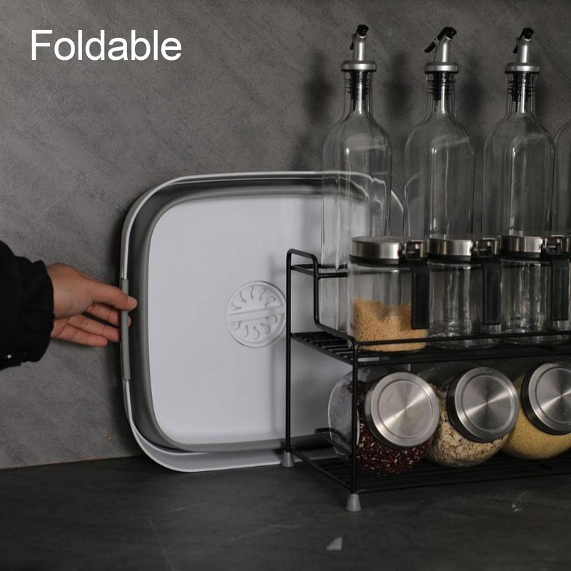 Foldable Basin Bottle Bucket For Sink Soaking Multi-Purpose Dishpan With Ergonomic Handle Space-Saving Basket Foldable For