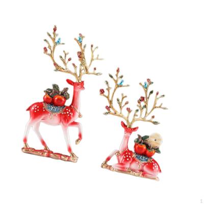 Reindeer Figurines Deer Home Decor Tabletop Ornament Statue Elk Sculpture for Living