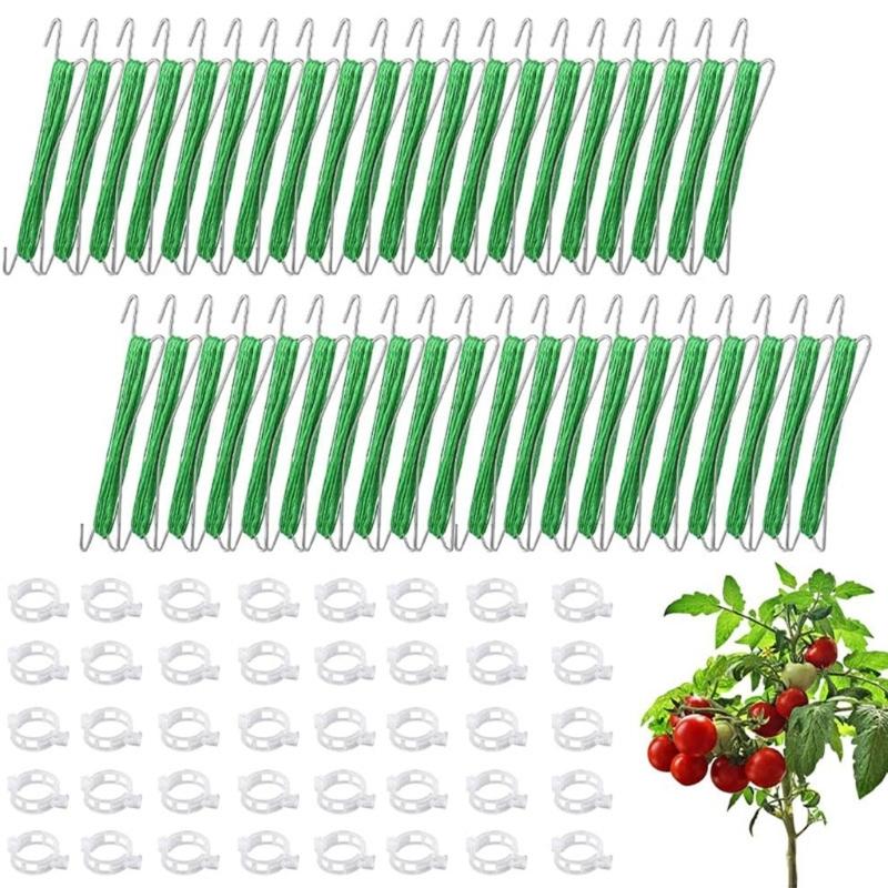 40Pcs Tomato Hooks with String Tomato Support Hooks Tomato Holder Hooks Plant Support Clips Prevent Tomatoes Pinching
