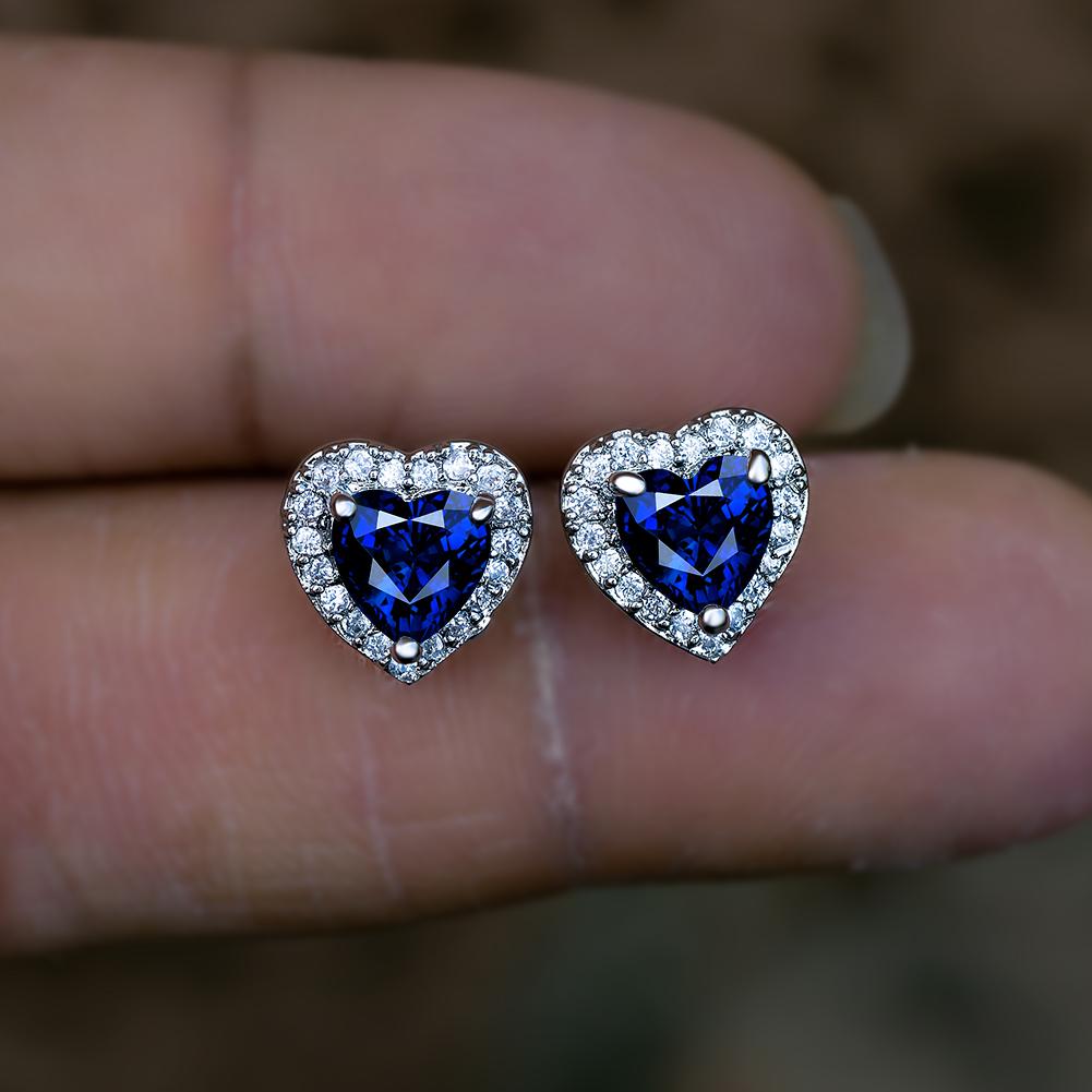 

Dainty Female Rainbow Crystal Stone Jewelry Charm Color Small Stud Earring Cute Heart Zircon Wedding Earrings For Women