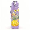 1PC Watering Can Floral Vintage Pattern 750ml Color Plastic Sports Water Bottle Leakproof Flip Straw Lid Suitable for Sports Office Home Use