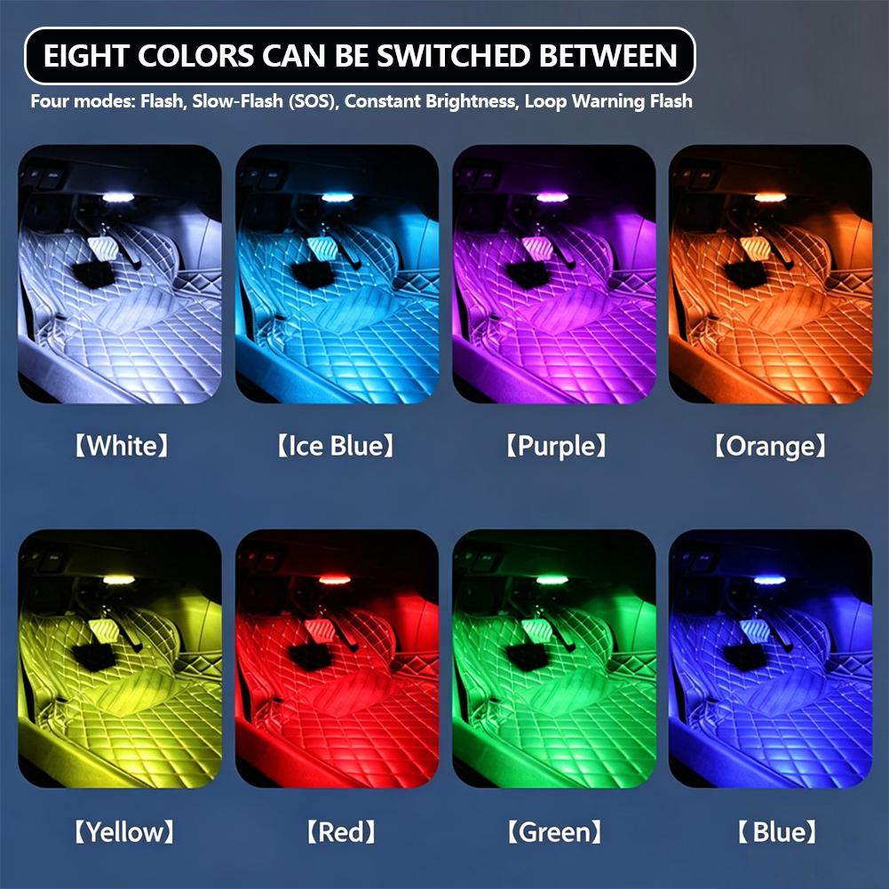 Car LED Interior Footwell Light LED Sensor RGB Remote Control Strobe Wireless Atmosphere Light USB Charging Touch Night Light