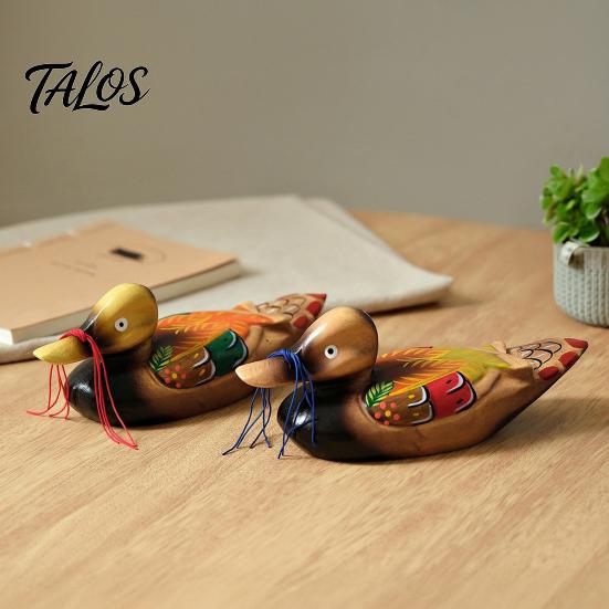 Warm Romantic Room Accent 1 Pair Wedding Ducks Ornament, Hand-Painted Wooden Mandarin Duck Statues, Color Lasting Vivid Statue Garden Bird Statue,