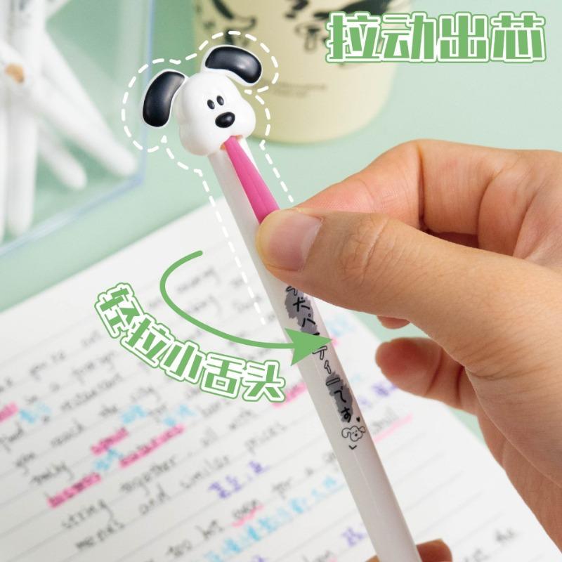Creative Cute Puppy Tongue Pull Out Decompression Quick Drying Neutral Pen For Students Daily Writing