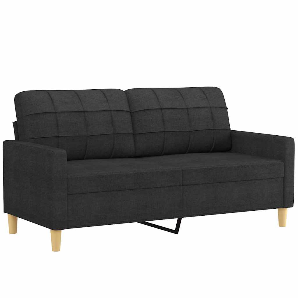 Vidaxl 2-Osobowa Sofa Z Poduszkami, Czarna, 140 Cm, Tkanina