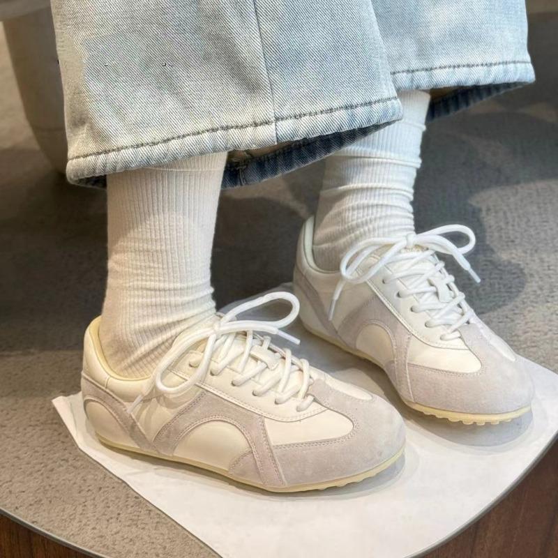 Leather women's spring new versatile flat-bottomed lace-up casual shoes sneakers tide